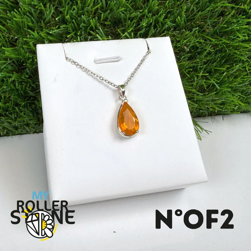 Colgante de ópalo de fuego brasileño (PIAUI) y plata de ley 925 n.° OF2