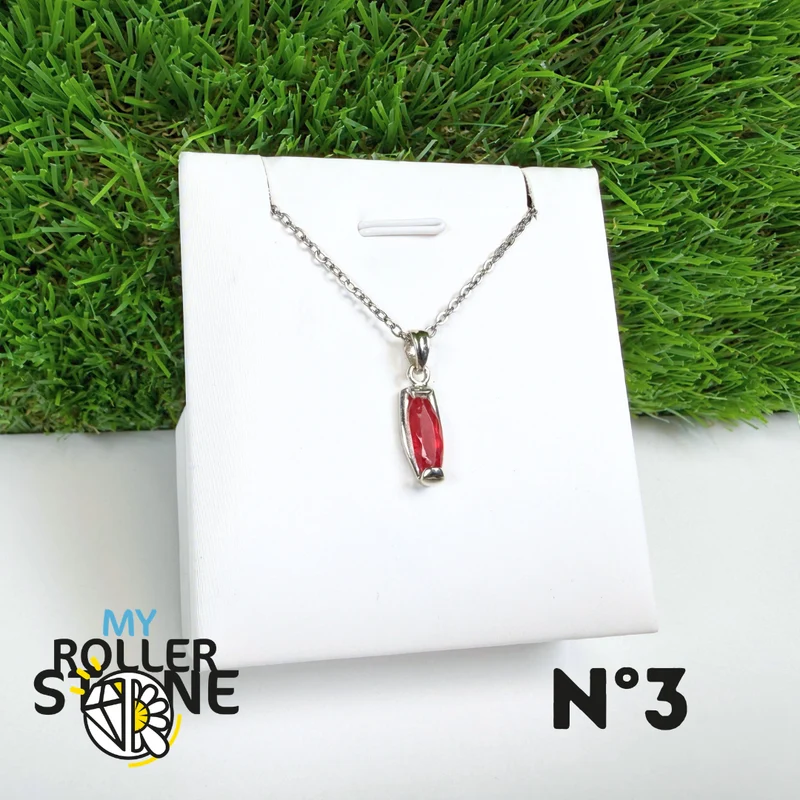 Colgante de rodonita de calidad gema y plata 925 n.° 3