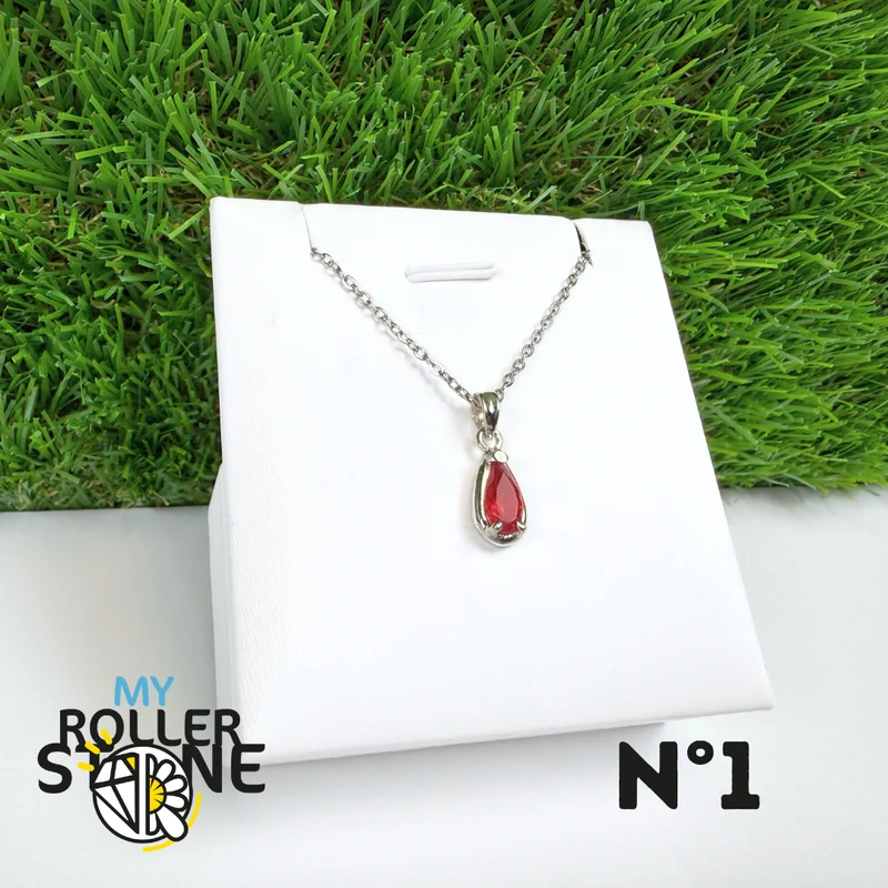 Colgante de rodonita de calidad gema y plata 925 n.° 1
