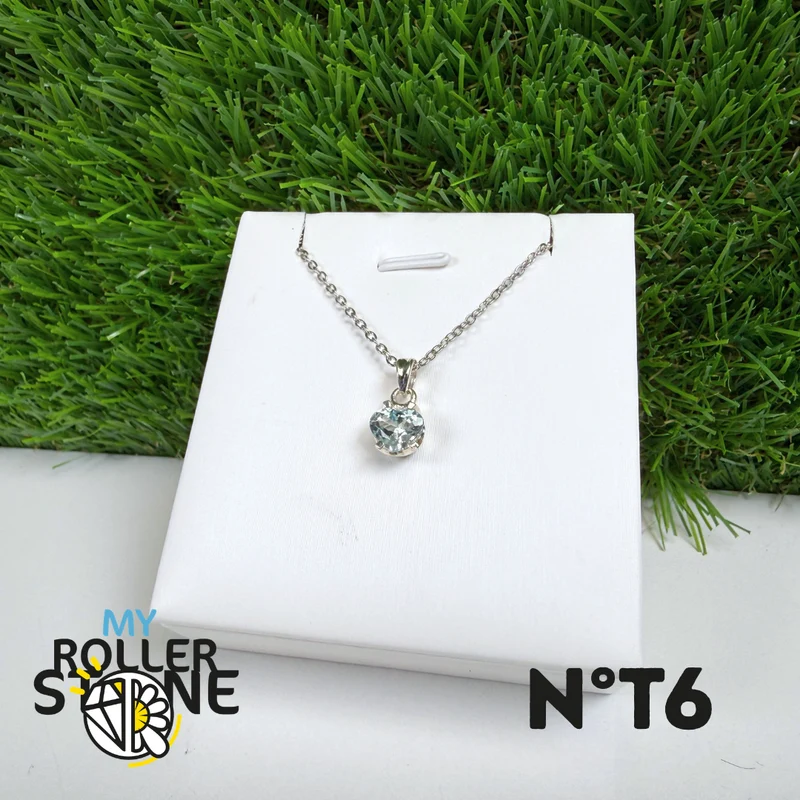 Colgante de topacio azul en plata de ley 925 n.º 6