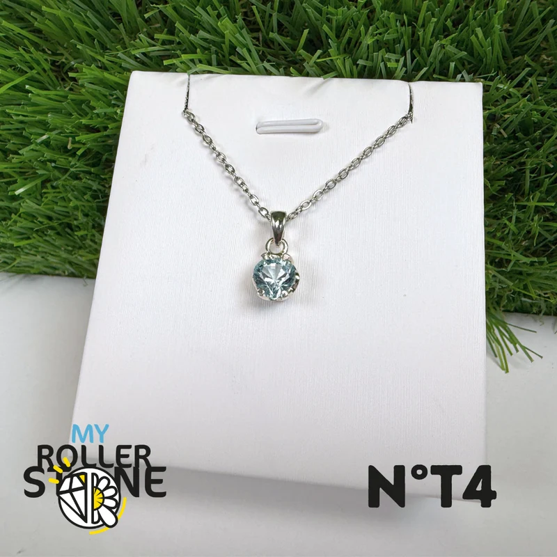 Colgante de topacio azul en plata de ley 925 n.º 4