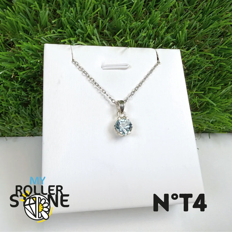 Colgante de topacio azul en plata de ley 925 n.º 4