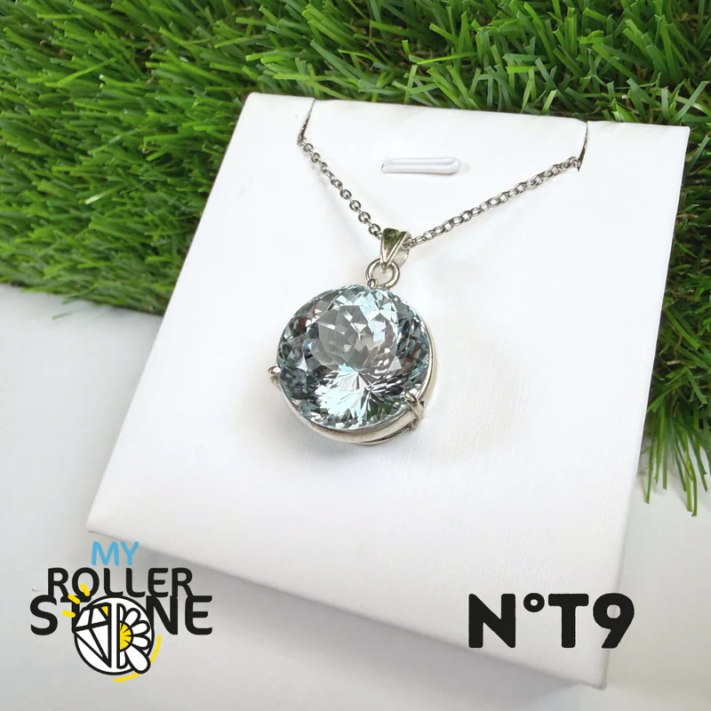 Colgante de topacio azul en plata de ley 925 n.º 9