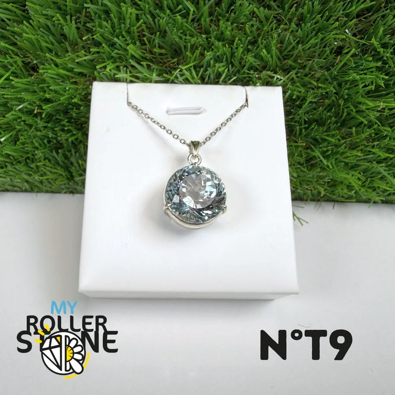 Colgante de topacio azul en plata de ley 925 n.º 9