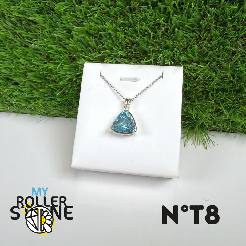 Colgante de topacio azul en plata de ley 925 n.º 8