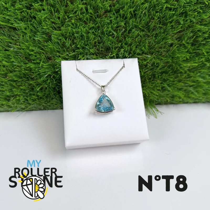 Colgante de topacio azul en plata de ley 925 n.º 8