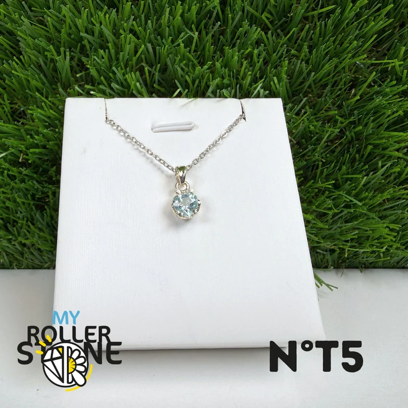 Colgante de topacio azul en plata de ley 925 n.º 5