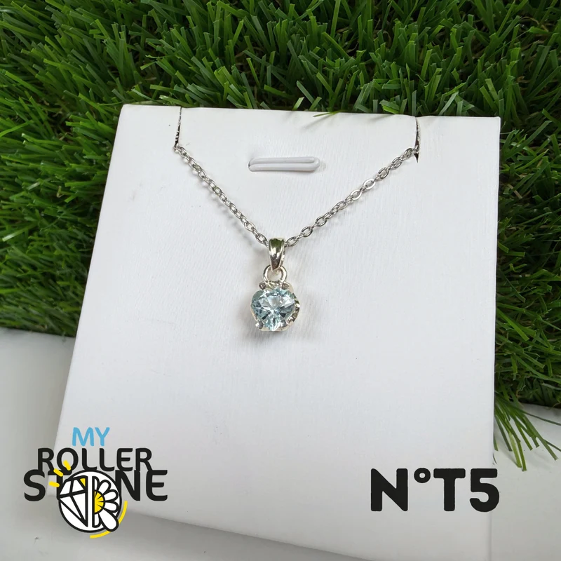 Colgante de topacio azul en plata de ley 925 n.º 5