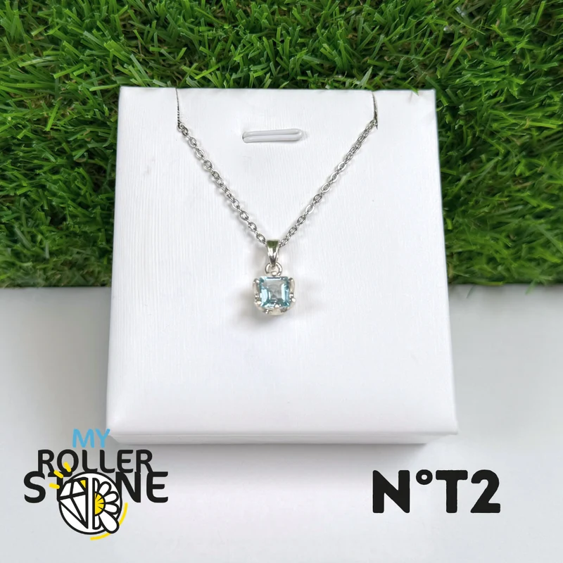 Colgante de topacio azul en plata de ley 925 n.º 2