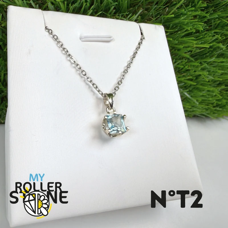 Colgante de topacio azul en plata de ley 925 n.º 2