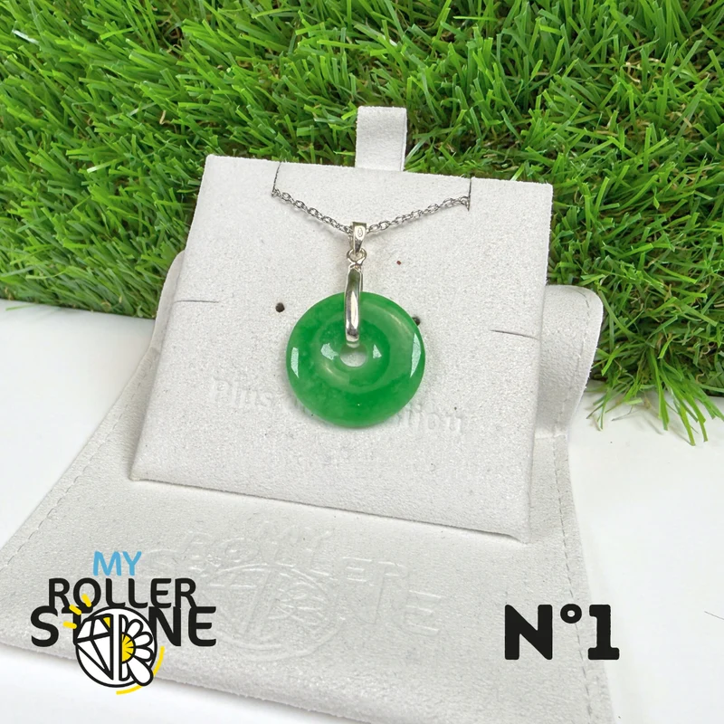 Colgante de jade nefrita de Vietnam, plata de ley 925 n.° 1