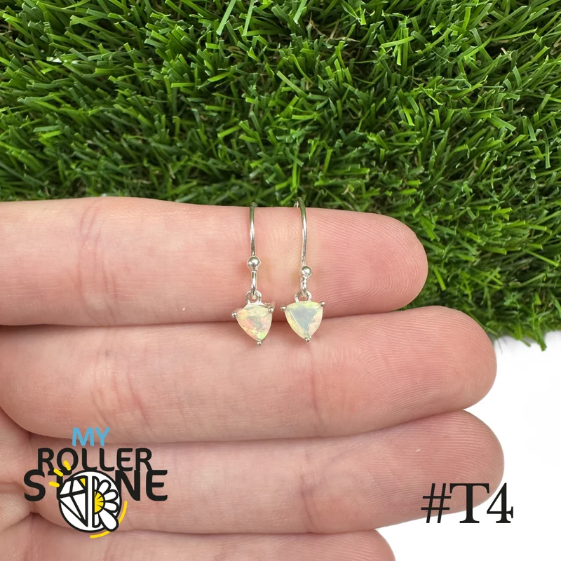 Pendientes de ópalo trillón etíope de 5 x 5 mm en plata de ley 925 #T4