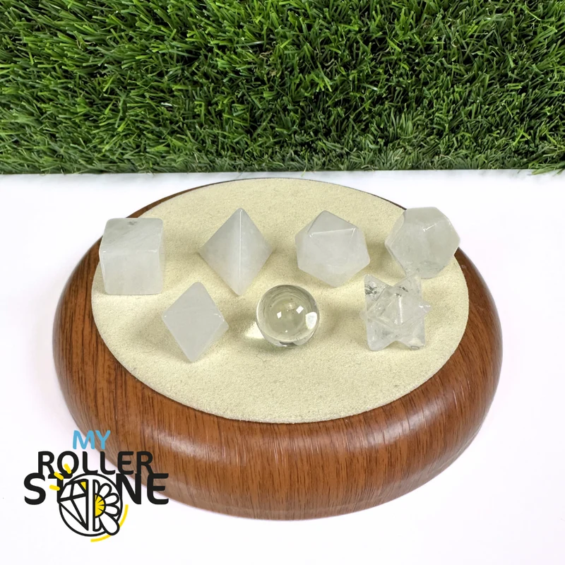 Conjunto de sólidos platónicos de cristal de roca