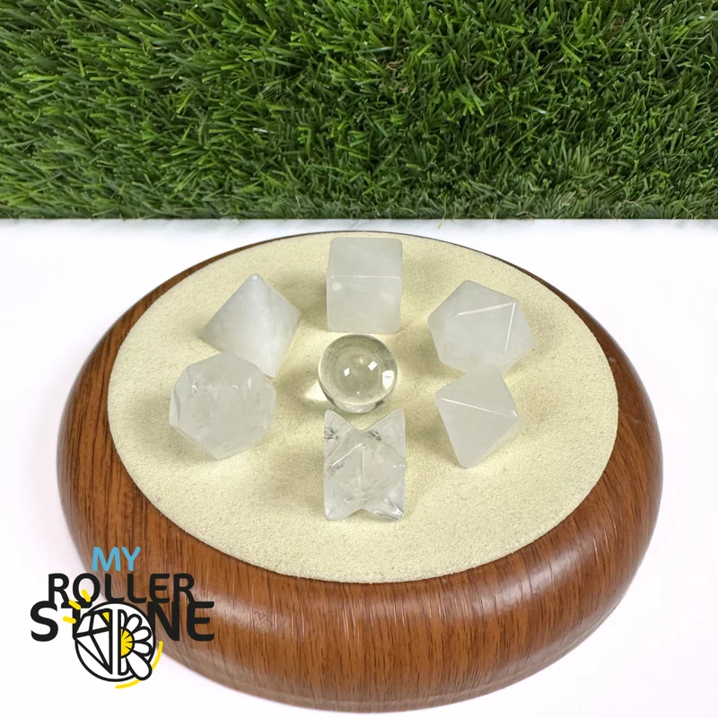Conjunto de sólidos platónicos de cristal de roca