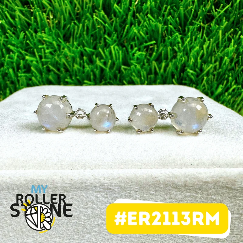 Pendientes de piedra lunar en plata de ley 925 (ER2113RM)