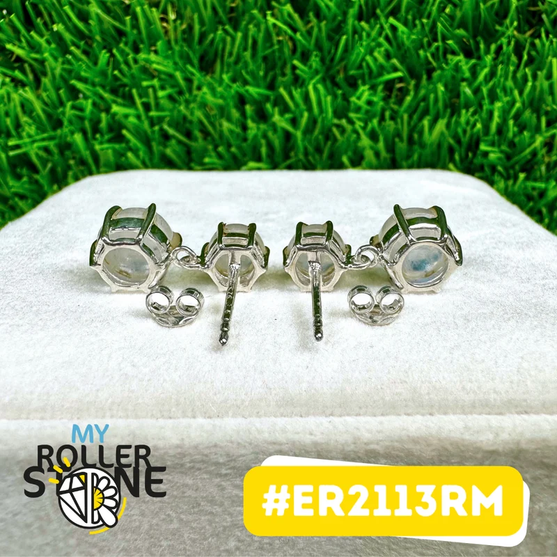 Pendientes de piedra lunar en plata de ley 925 (ER2113RM)
