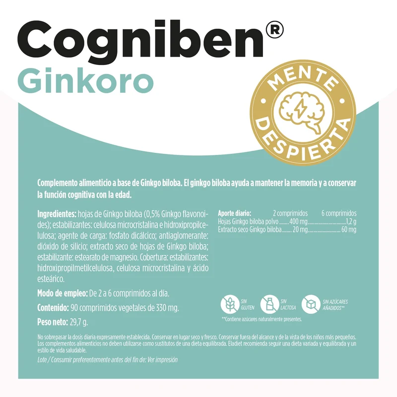 Ginkoro Cogniben 90 Comprimidos | Eladiet