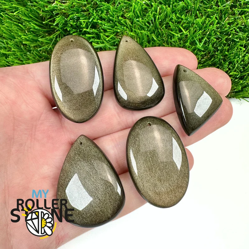 Colgante de obsidiana dorada perforada 5A