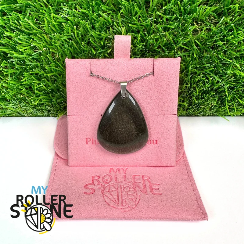 Colgante de obsidiana dorada perforada 5A