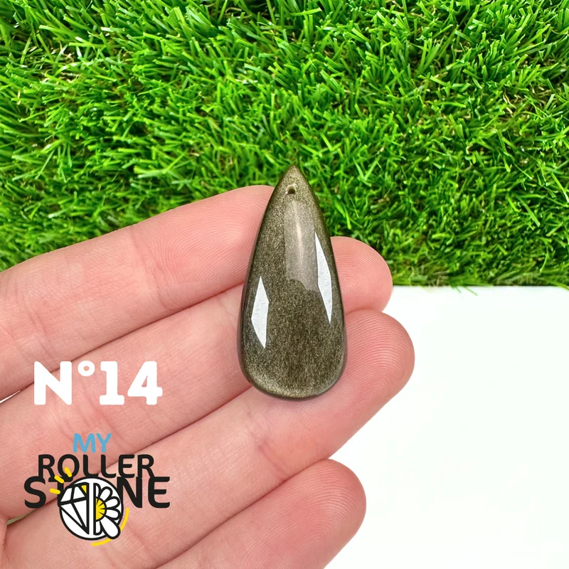 Colgante de obsidiana dorada perforada 5A