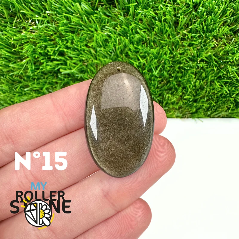Colgante de obsidiana dorada perforada 5A