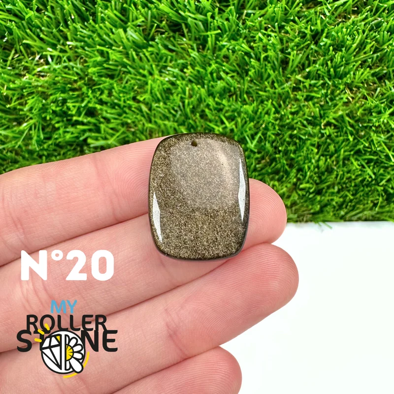 Colgante de obsidiana dorada perforada 5A