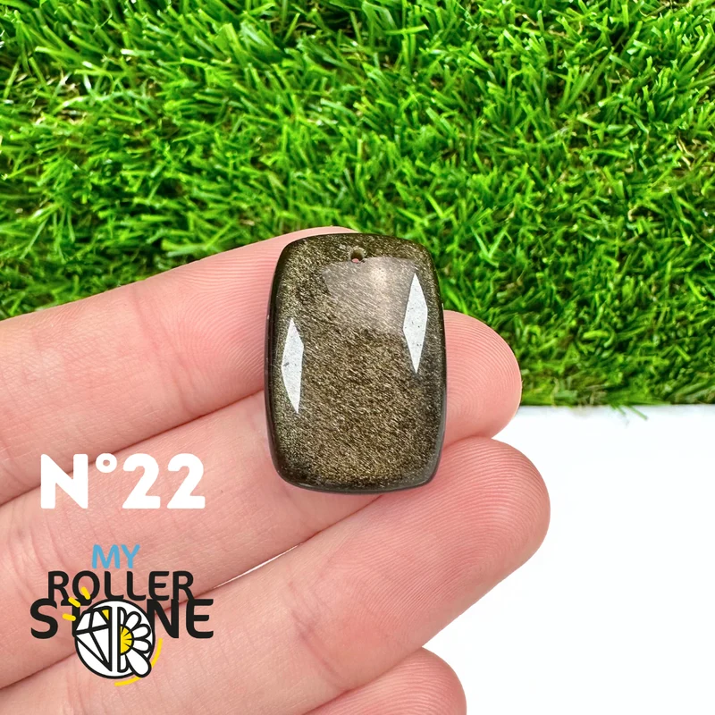 Colgante de obsidiana dorada perforada 5A