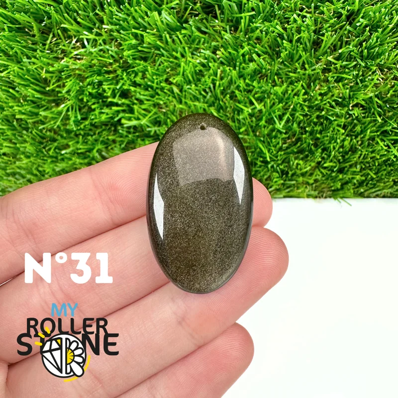 Colgante de obsidiana dorada perforada 5A