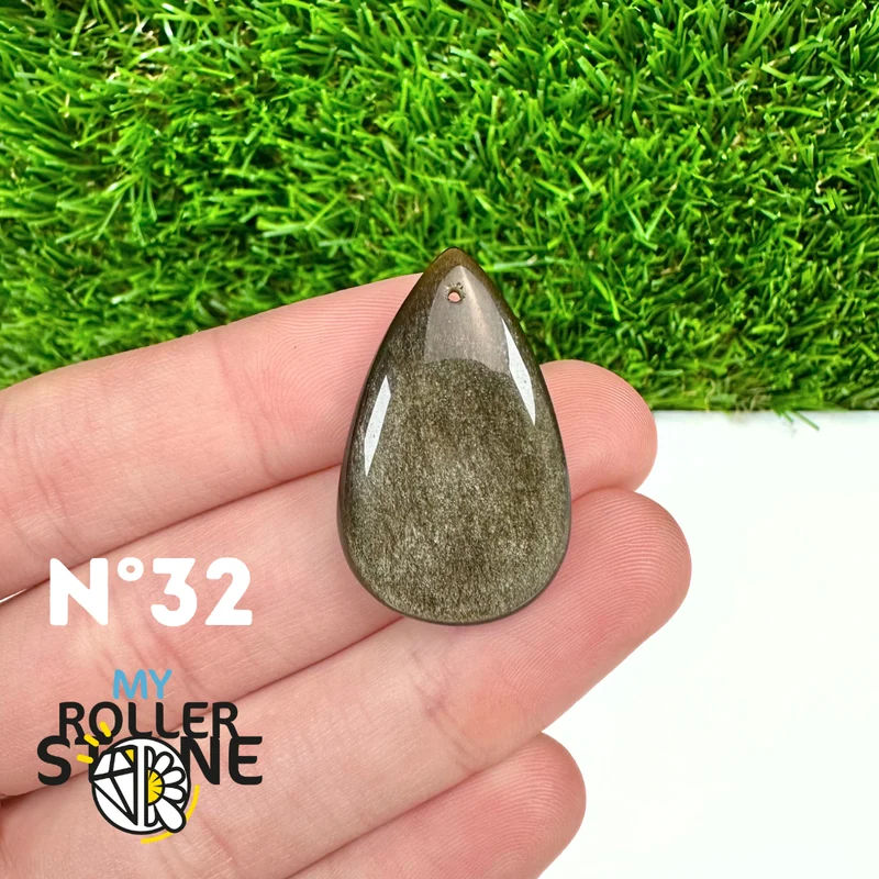 Colgante de obsidiana dorada perforada 5A