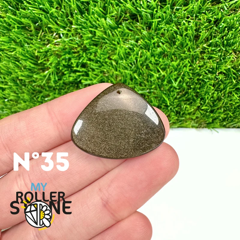Colgante de obsidiana dorada perforada 5A