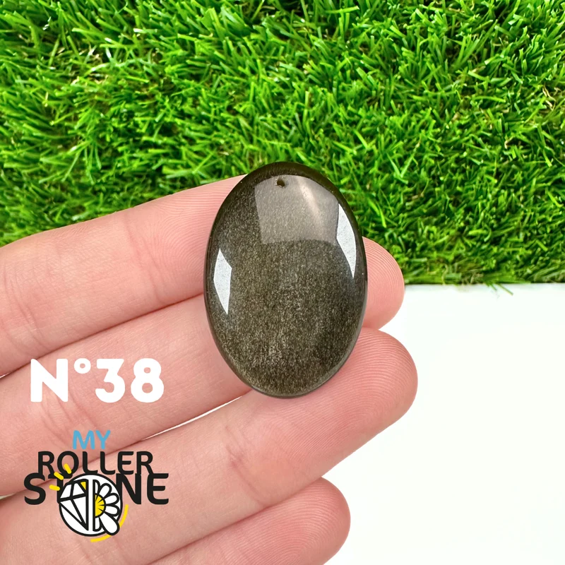 Colgante de obsidiana dorada perforada 5A
