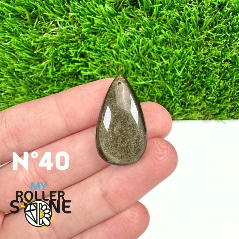 Colgante de obsidiana dorada perforada 5A