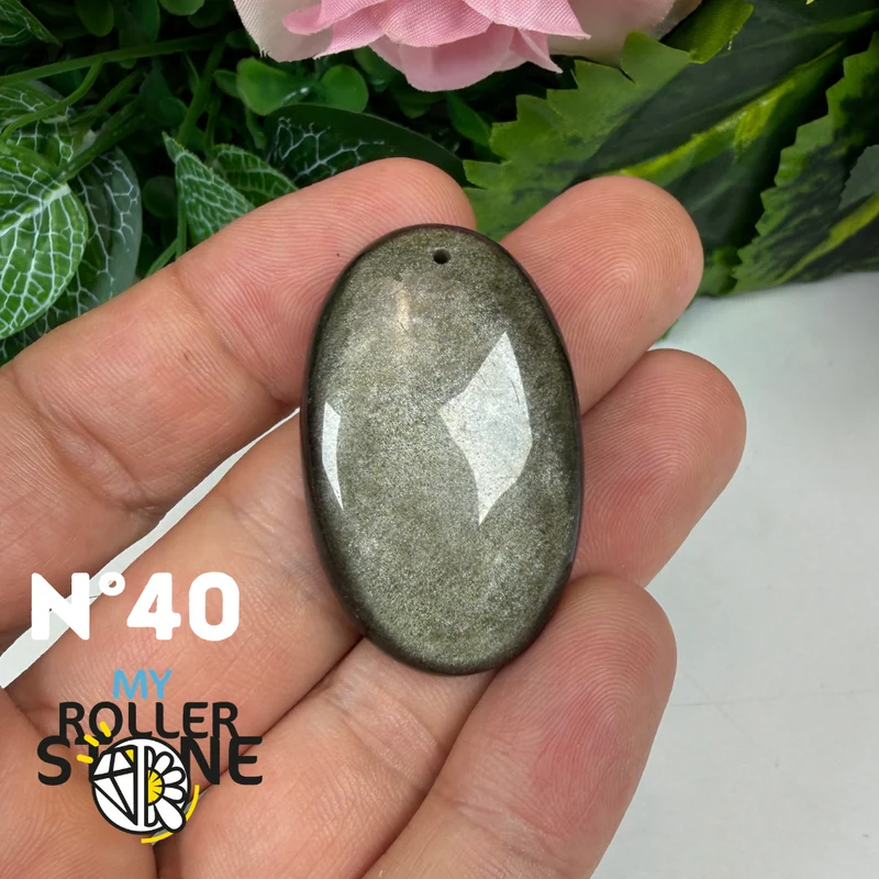 Colgante de obsidiana dorada perforada 5A