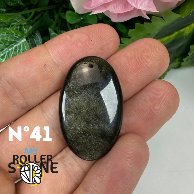 Colgante de obsidiana dorada perforada 5A