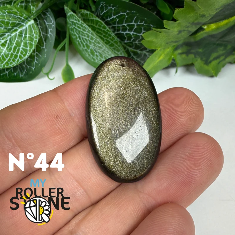 Colgante de obsidiana dorada perforada 5A