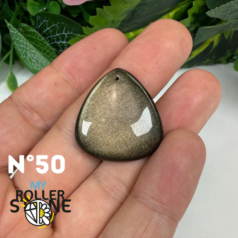 Colgante de obsidiana dorada perforada 5A