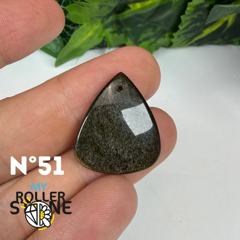 Colgante de obsidiana dorada perforada 5A