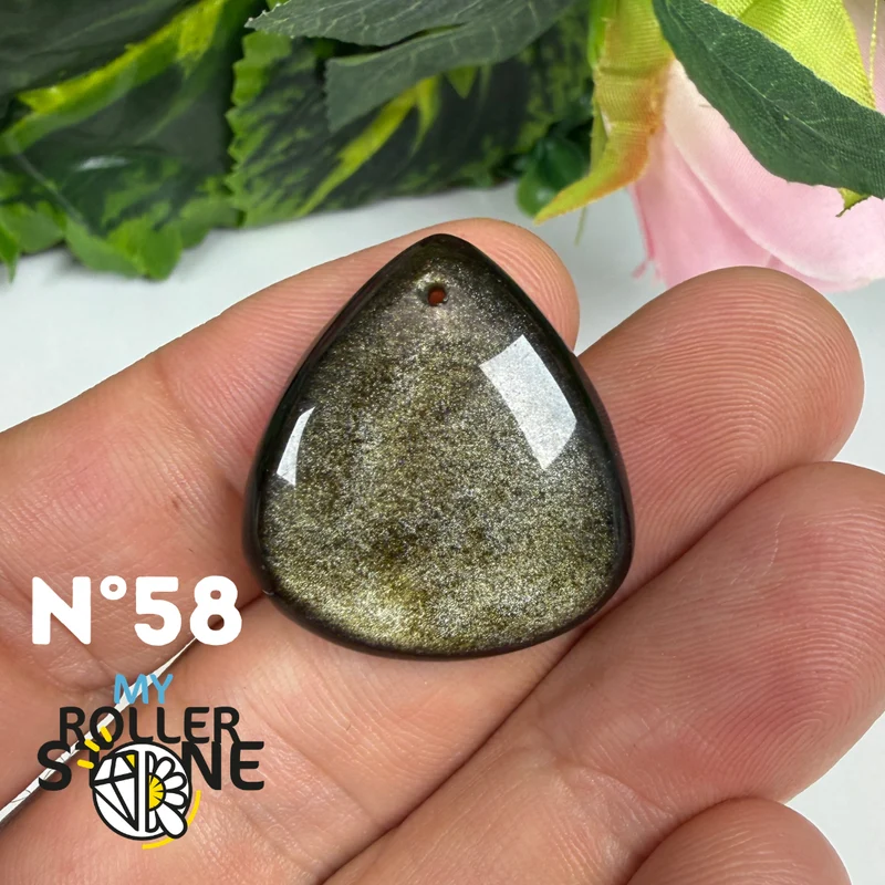 Colgante de obsidiana dorada perforada 5A