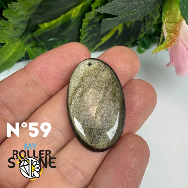 Colgante de obsidiana dorada perforada 5A