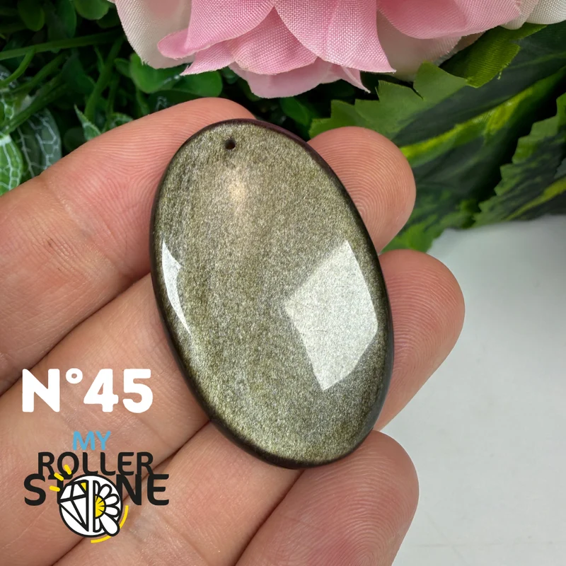 Colgante de obsidiana dorada perforada 5A