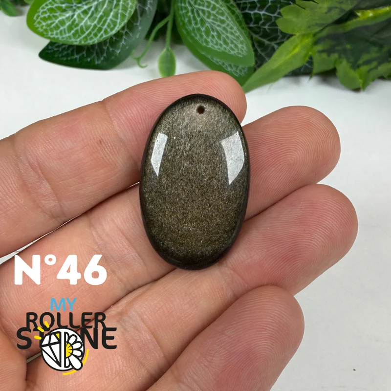 Colgante de obsidiana dorada perforada 5A