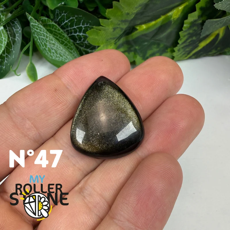 Colgante de obsidiana dorada perforada 5A