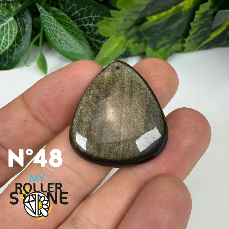 Colgante de obsidiana dorada perforada 5A
