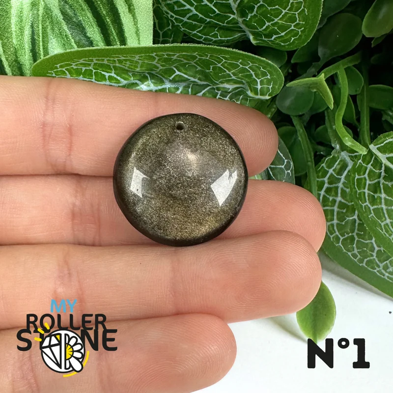 Colgante de obsidiana dorada perforada 5A