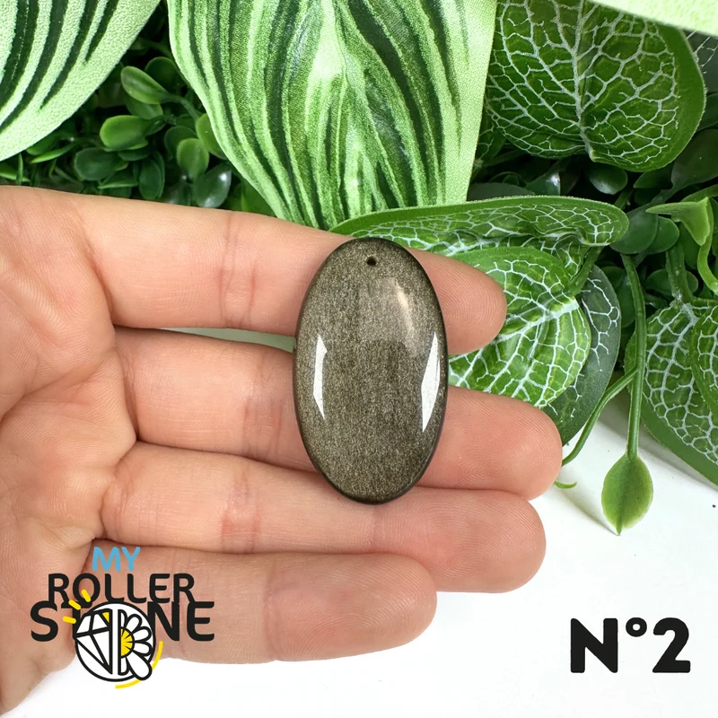 Colgante de obsidiana dorada perforada 5A