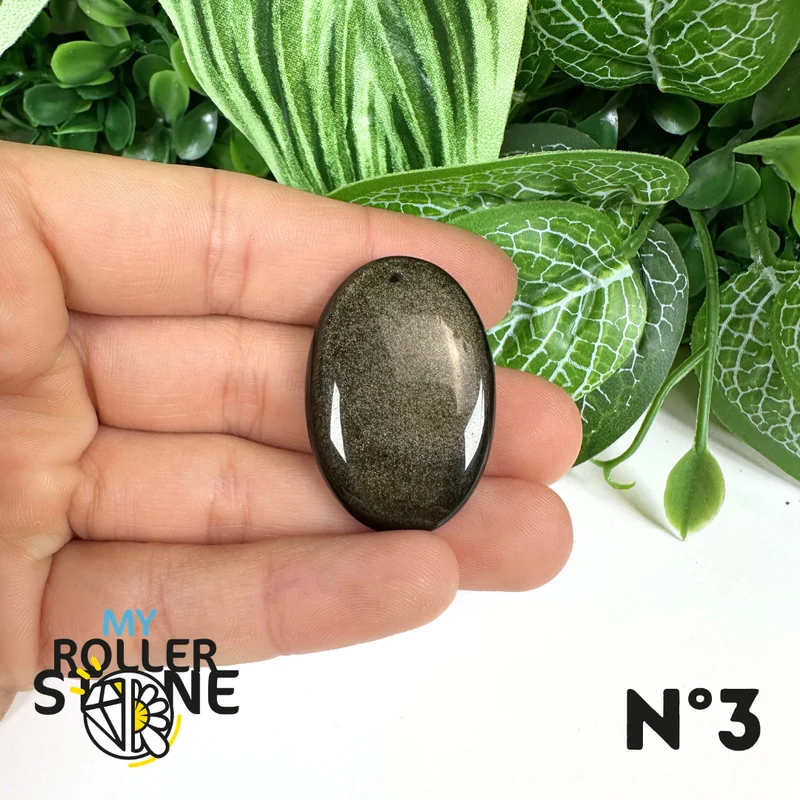 Colgante de obsidiana dorada perforada 5A