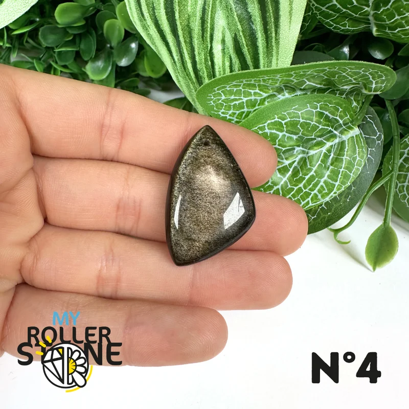 Colgante de obsidiana dorada perforada 5A