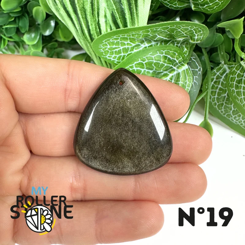 Colgante de obsidiana dorada perforada 5A