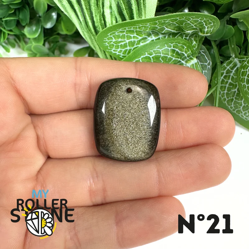 Colgante de obsidiana dorada perforada 5A