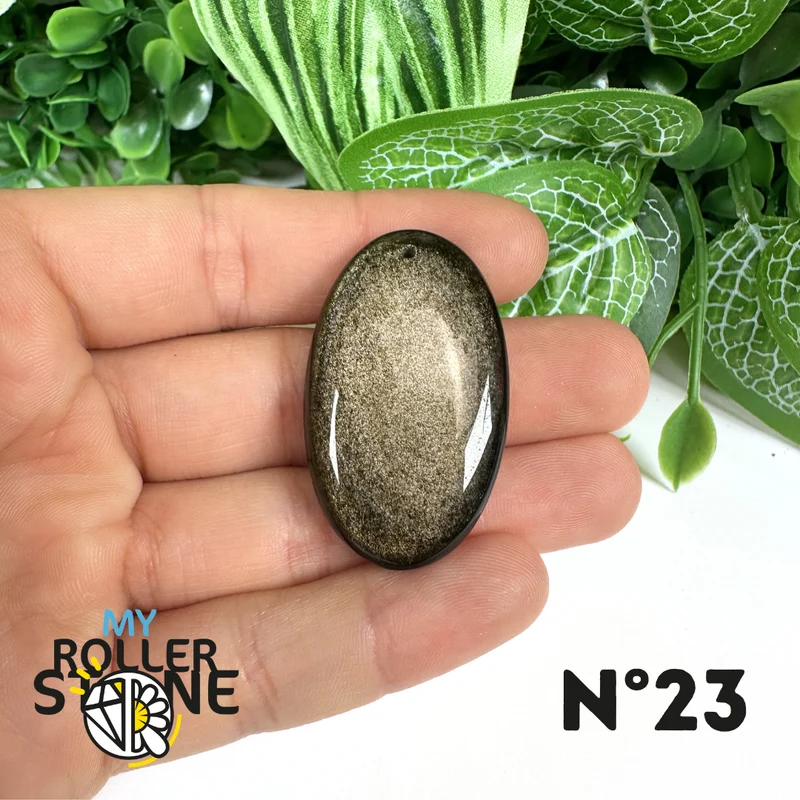 Colgante de obsidiana dorada perforada 5A